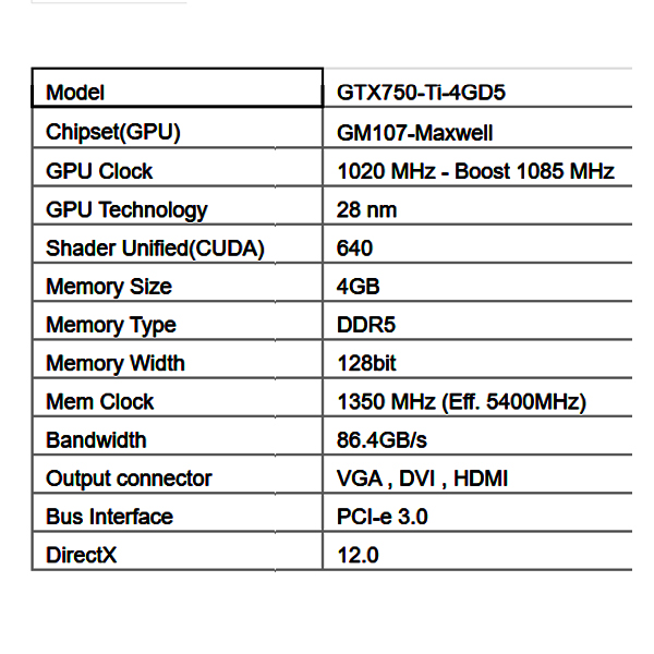 کارت گرافیک توربوچیپ مدل Turbo Chip GTX750Ti-4GD5-LP